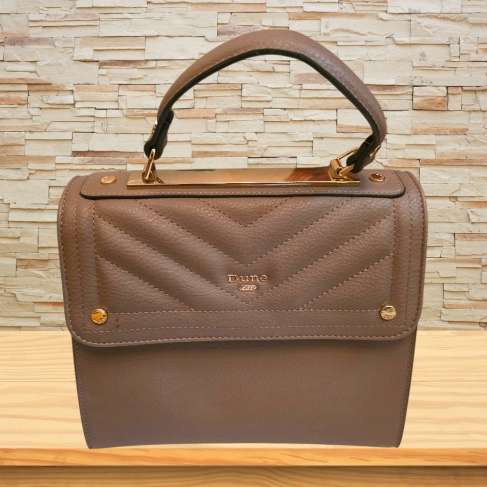 Dune London Taupe Quilted Satchel – NWOT – Gold Hardware 🤎